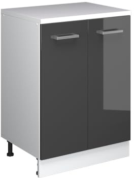 Vicco Erweiterungsschrank Rion, Anthrazit Hochglanz/Weiß, 60 x 46 cm ohne Schräge mit 2 Türen, kombinierbar mit Rion Dachschrägenschränken und Schrankmodulen