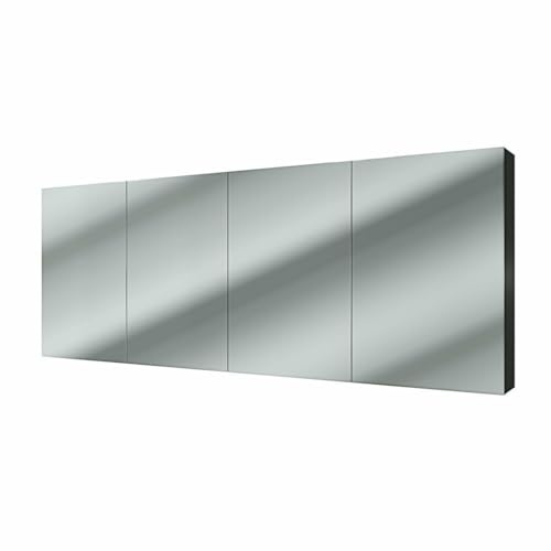 AcquaVapore Spiegelschrank Badspiegel Badezimmer Spiegel City 200cm schwarz JA mit 2X 5W LED / 1x Energiebox