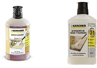 Karcher 1L Wood Cleaner 3-in-1 Plug and Clean Pressure Washer Detergent + 62957650 3-in-1 Stone Plug and Clean - Black