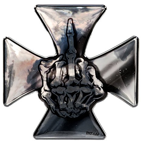 BIKE-label Auto Motorrad Aufkleber Iron Cross Chrom optik Eisernes Kreuz 910052