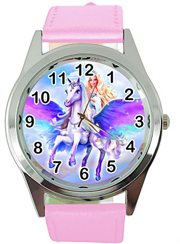TAPORT® Magic Pegasus Runde Quarzuhr rosa Lederband