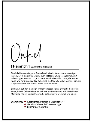 Onkel Definition, Personalisiertes Poster, Geschenk Bruder, Du wirst Onkel, Geburtstag Weihnachten, Danke sagen