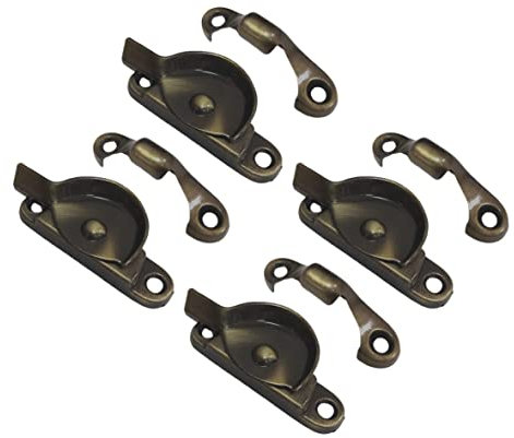 QCAA Stahl-Fensterschloss 4pack Antikes Messing gebürstet