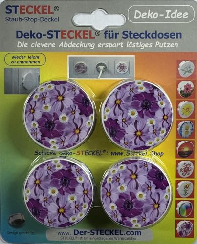 Steckel Deko DS-111 dekorative Steckdosen Abdeckung Staubschutz Deckel Steckdosendeckel Abdeckung für saubere Schuko-Steckdosen Leisten Mehrfachsteckdosen Spritzschutz Design (Blumenball)