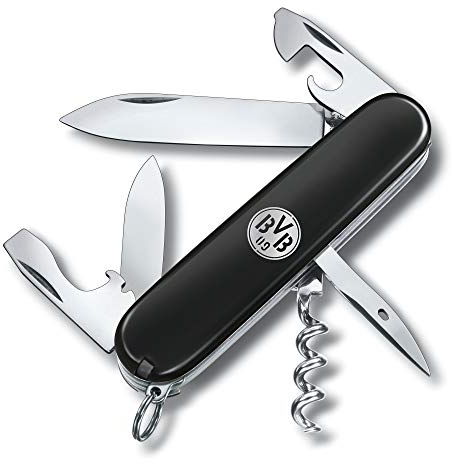 VICTORINOX Taschenmesser Spartan BVB Edition, 12 Funktionen, Swiss Made, Multitool mit großer Kling und Korkenzieher, Schwarz/Silber