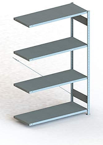 Meta Anbauregal - Zum Ausbau eines Lagerregales - 4 Böden - Farbe Silber - 200 x 130 cm - 50 cm tief