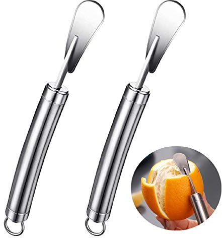 2 Pieces Stainless Steel Orange Peeler Tool Orange Citrus Peeler Cutter Slicer Peeler Comfortable to Peel Orange Potato Carrot Cucumber