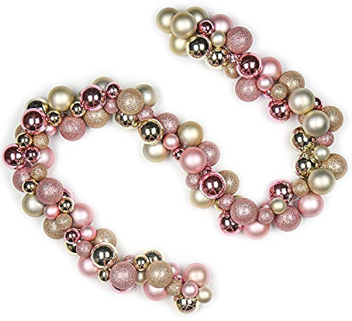 66 Zoll/168cm Weihnachtsgirlande, Weihnachtskugel Girlande für Weihnachtsdekoration, Haustreppe Kamin Haustür Display Indoor Outdoor Dekoration