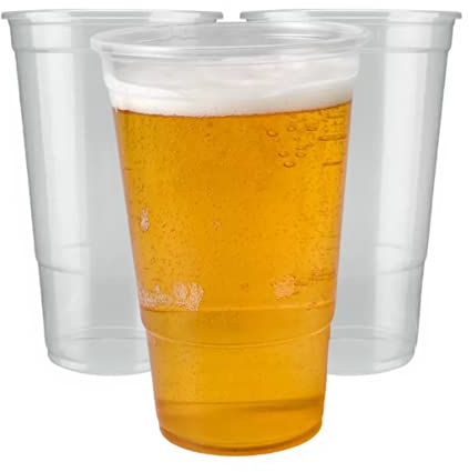 Table Choice Clear & Strong Disposable Plastic Pint Cups - Recyclable Beer & Drinks Glasses (568ml 50 Pcs)
