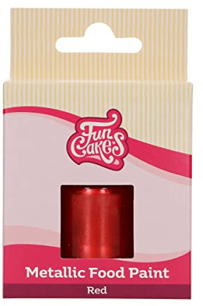 FunCakes Metallic Food Paint Lebensmittelfarbe, Red, 30 ml | Essbare Lebensmittelfarbe, Erzeugt Metallische Effekte auf Fondant, Marzipan, Royal Icing und Kekse