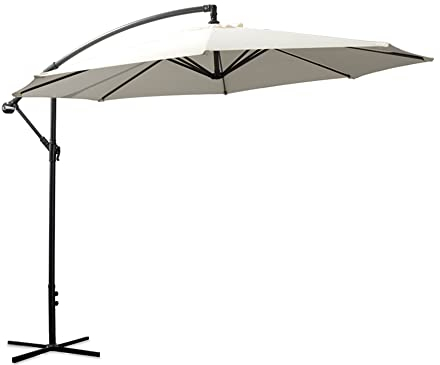 Parasol Deporte Octogonale Ø300cm de Plage - Parasol Déporté 3x3 M Beige Acier Traité - Parasol Plage, Balcon, pour Patio