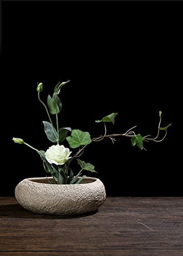 Japanische Ikebana-Vase aus Keramik, Blumenarrangement-Behälter mit rundem Blumenfrosch, A11