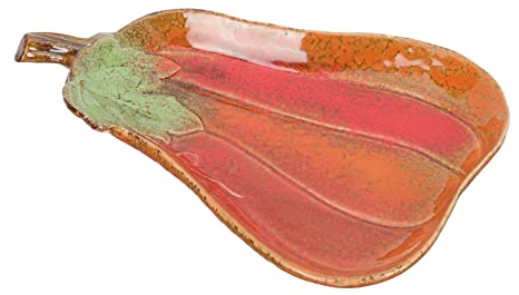 Zerodeko Schreibtischaufsatz Keramische Kürbisformplatte Fruchtsalatplatte Bonbon Dessert Servierfach Aperitifs Teller Teller Food Snack Container für Zuhause Küche Geschirr Rot