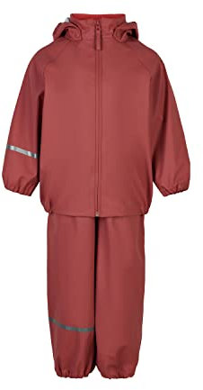 CeLaVi Unisex Kids Basic Recycle PU Rainwear Set, Dusty Ceder, 90