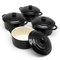 Kook Lot de 4 mini cocottes en céramique avec couvercles et poignées – Passe au four, au micro-ondes et au lave-vaisselle – En grès – 340,2 g (noir)