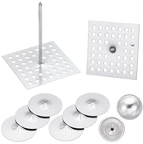 PATIKIL 300 pasadores de aislamiento perforados de 2-1/2 pulgadas, 1.5 pulgadas, arandelas autobloqueantes redondas de 7/8 pulgadas, arandelas de aislamiento de aluminio para tablero de espuma, pared