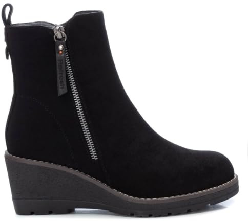 REFRESH Schwarze Wildleder-Stiefeletten -Höhe Keil 6cm