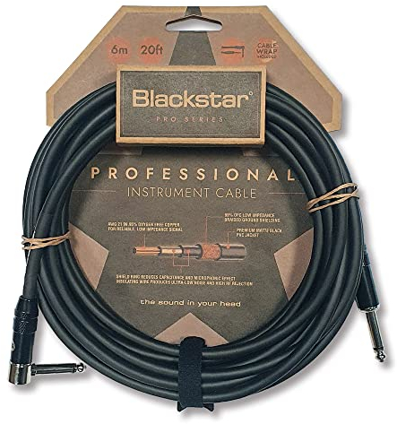 BLACKSTAR Câble d'instrument Pro Series 6 m - Jack droit 6 cm vers jack droit 6 cm pour basse/guitare électrique/électro-acoustique/clavier/ampli