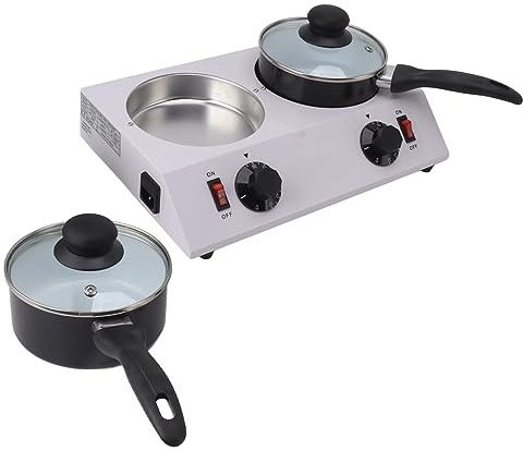 2 Tanks Chocolate Melting Machine Temperature Control 80W, ots | Electric Tempering Machine with Precise Control, Food Grade Aluminium, Double Pots Melter for Butter Candy Cheese, 30-85℃
