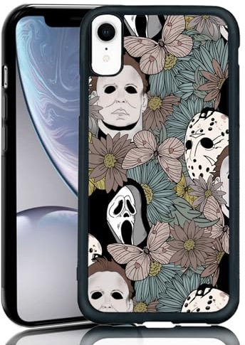 MMYAJT Horror Flowers Scary Phone Case Fit for iPhone Xr, TPU iPhone Case Shockproof Ghostface Fashion Design Phone Cover Gift for Boy Girl Men Women