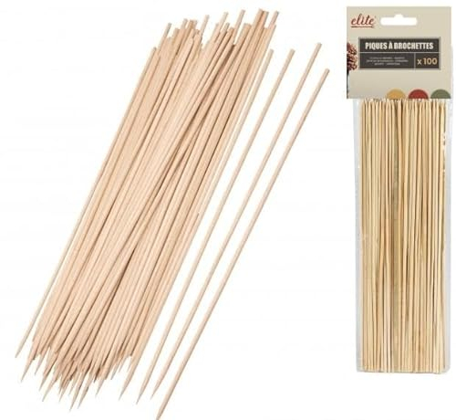 Sachet d'Environ 100 Pic a Brochette en Bois - 25cm - Cuisine Barbecue Grillade Été - 978
