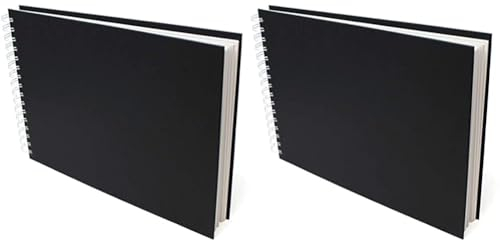 Artway Studio - Skizzenbuch mit Spiralbindung - säurefreies Zeichenpapier - Hardcover - 48 Blatt mit 170 g/m² - A4 Querformat (Packung mit 2)