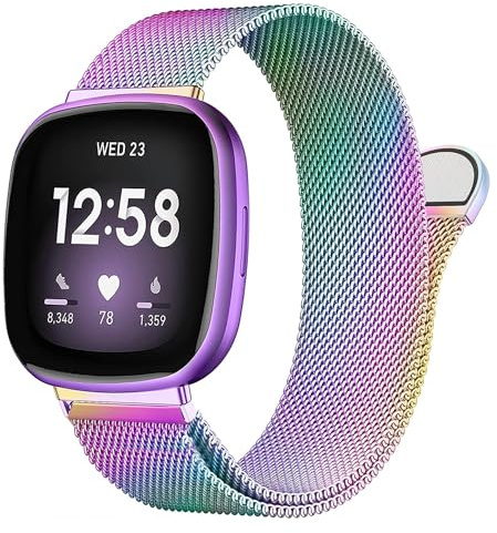 Issinlky Metallband Kompatibel mit Fitbit Versa 3/Fitbit Versa 4, Edelstahl Ersatz armband für Fitbit Sense 2/Fitbit Sense Smartwatch