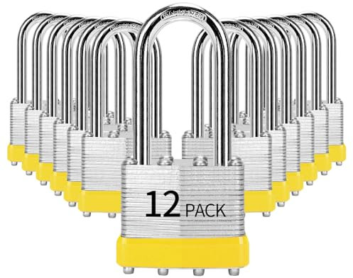 HZSY Vorhängeschlösser gleichschließend, 12 Stück, laminierter Stahl, 40 mm, Vorhängeschlösser mit gleichem Schlüssel, langer Bügel, für Werkzeugkasten, Schließfach und Aufbewahrungseinheit oder mehr