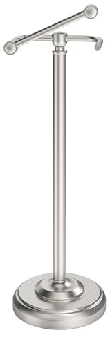 WZKALY Toilet Paper Holder Stand, Brushed Nickel Toilet Paper Holder Free Standing, Post Pivoting Design & Stable Weighted Base SUS304 Stainless Steel for Bathroom(Mega Roll)