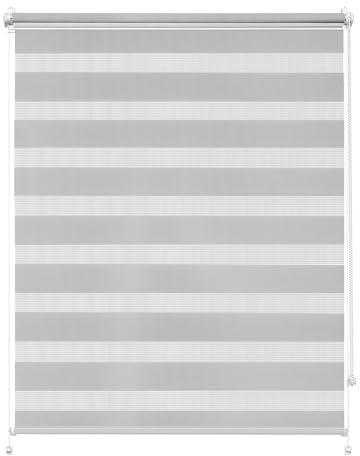 Rettika Doppelrollo Klemmfix ohne Bohren – Dunkles Flachs – Breite 80 cm, Höhe 120 cm – Duo Rollo für Innenräume, Sichtschutz Fensterrollo mit Lichtregulierung