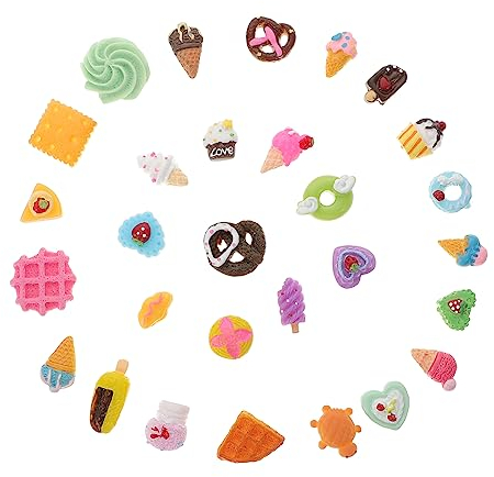 Toyvian 30st Essen Und Spielen in Miniatur Eiscreme-anhänger Aus Harz Anhänger Aus Harzperlen Anhänger Mit Flachem Rücken Dessert Sü?igkeiten Charme Mini-süßigkeit Schmücken Sahnekaugummi