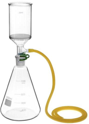 QWORK Buchner Funnel Filtering Kit - Borosilicate Glass, 250ml Funnel & 1000ml Filter Bottle - 24/29 Joint for Lab Research, Chemical Applications - Lab Vacuum Filtration Distillation Apparatus