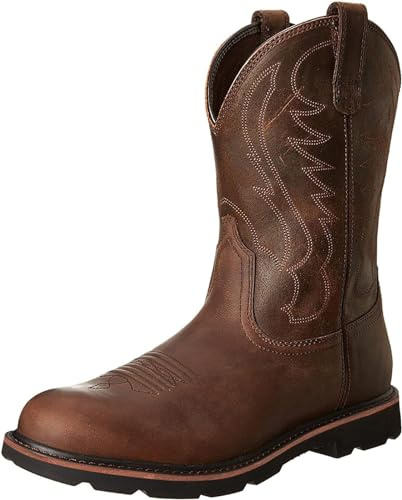 ZWESKUX Stivali da cowboy da uomo Stivali western ricamati con punta tonda Stivali country tradizionali Stivali da lavoro,44,Brown