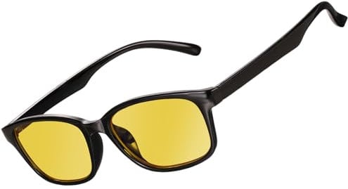 genkigold Blue Light Blocking Glasses for Computer,TV,Gaming,Women & Men,Ease Digital Eye Strain,Dry Eyes,Headaches Blurry Vision,Includes Case,Healthy Present - Glossy Black Frame & Yellow Lenses