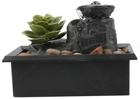 BEAHING Indoor Fountain Waterfall, Indoor Water Fountain Indoor Fountains with LED Light 6.3'' Indoor Waterfall Battery Powered Plastic Water Features Indoor for Relaxation Meditation Desktop Decor