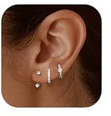 YADOCA 3Paar Ohrringe Silber 925 Set für Damen Mädchen Hypoallergen Klein Ohrstecker Silber 925 Creolen Zirkonia Ohrring Schlafen Knorpel Ohrringe Set