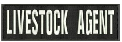 Livestock Agent Embroidery Patch - 3x10 Hook on Back Black and White - Livestock Agent Vest Patch for Plate Carrier