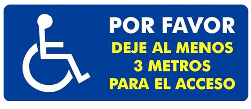 Movilideas Aufkleber für behinderte Behinderungen, bitte lassen Sie mindestens 3 Meter für den Zugang, 1 Stück für Auto, Lieferwagen, LKW, Aufkleber (externe Verwendung)