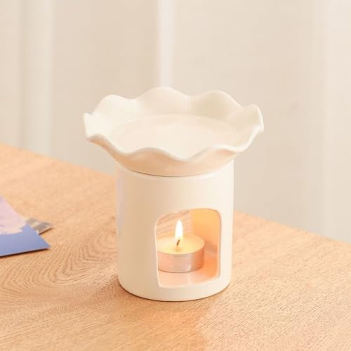 Keramik Duftlampe für ätherische Öle, Wachsschmelzbrenner dekorativer Aroma-Teelichthalter, Ölbrenner für Wachsschmelzen Blumenmuster