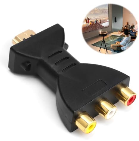 1080P HDMI to RCA AV Converter, High-Definition HDMI to Composite Adapter with USB Charging, Compatible with TV Laptop Xbox PS2 PS3 STB VHS VCR and DVD Player Easy Plug-and-Play Setup