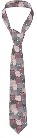 HCEAATB Herren-Krawatte mit niedlicher Katze, Unisex, Satin, bedruckt, dünne Krawatten für Business, Hochzeiten, Abschlussbälle, Partys, Abschlussfeiern, Schwarz , Einheitsgröße