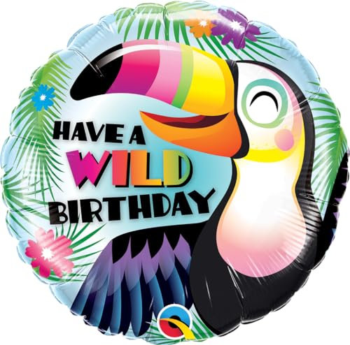 Folienballon Tropischer Papagei Have a Wild Birthday – 46 cm – wiederverwendbar – perfekte Partydeko für Kindergeburtstage & Dschungel-Mottopartys – Made in USA