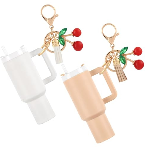 Baerkian 2pcs Mini Tumbler Keychains Compatible with Stanley Cup - Keychains Charms for Women Girls Handbag Backpack