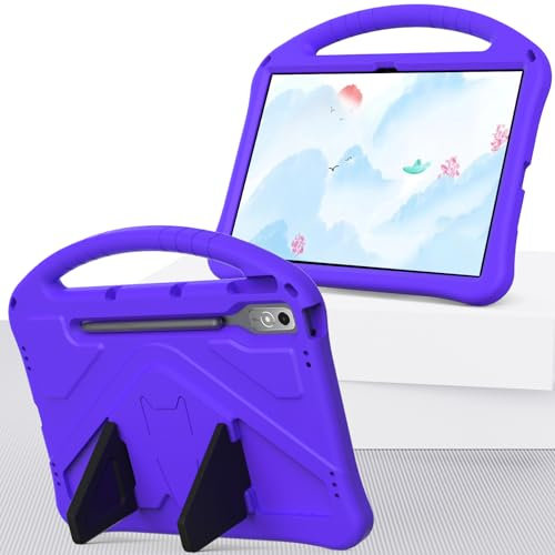 FKQLH Funda para Lenovo Idea Tab Pro Tablet 12,7 Pulgada, EVA Carcasa Antigolpes con Asa y Correa Soporte Niños Funda para Lenovo Idea Tab Pro Tablet 12,7 Pulgada, Morado