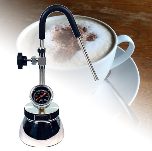 Steam Frothing Machine - Stainless Steel Kettle for Boiling Water, Outdoor Milk Frother with 3-Hole Nozzle and Air Pressure Gauge, Compatible with Open Flame and Induction Hob Heating