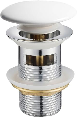 Antfly Set de desagüe pop-up para lavabos cerámicos con rebosadero, set de desagüe con válvula pop-up, set de desagüe universal para lavabos y lavamanos (Plata)