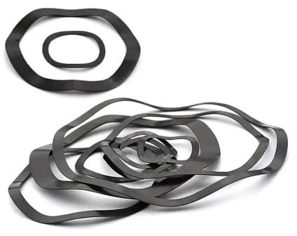 WashersFastener, 10 Stück 65Mn Mangan-Federscheiben – gewellte/gekräuselte Unterlegscheiben, 3-Wellen-Kamm, schwarze elastische Ringe (0,25/0,3/0,4/0,5/0,6 Zoll) zur sicheren Befestigung(M30 x 39 x 0.