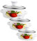LIGIGWASH Olla Esmaltada Pequeña Asas Cacerola para Sopa Diseño Vintage para Fideos Instantáneos Utensilios de Cocina 3 Piezas