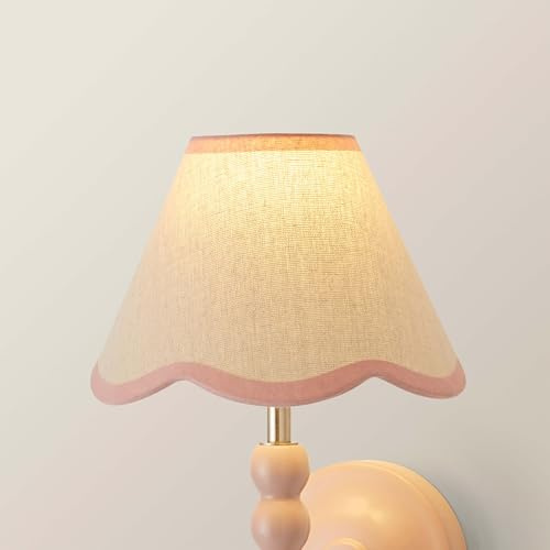 ValueLights | Florie Linen Pink Scallop Trim Mini Lamp Shade | Shades, Home Décor & Improvement Essential