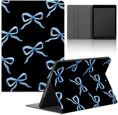 Stradvnaly Tablet Coque pour Lenovo Tab M10 FHD Plus 10,3 TB-X606F/TB-X606X,Mignon Noeud Noir sur Fond Bleu Modèle Housse de Anti-Collision Protection en Cuir PU Flip avec Fonction Support Cover